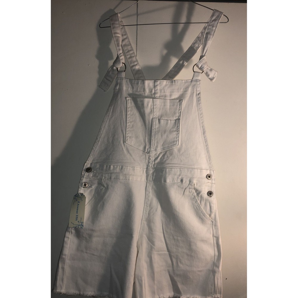 Z Avenue Womens Sz M Shortalls Short Overalls Raw Hem